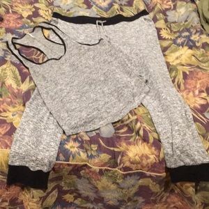 Gray and black jogger suit